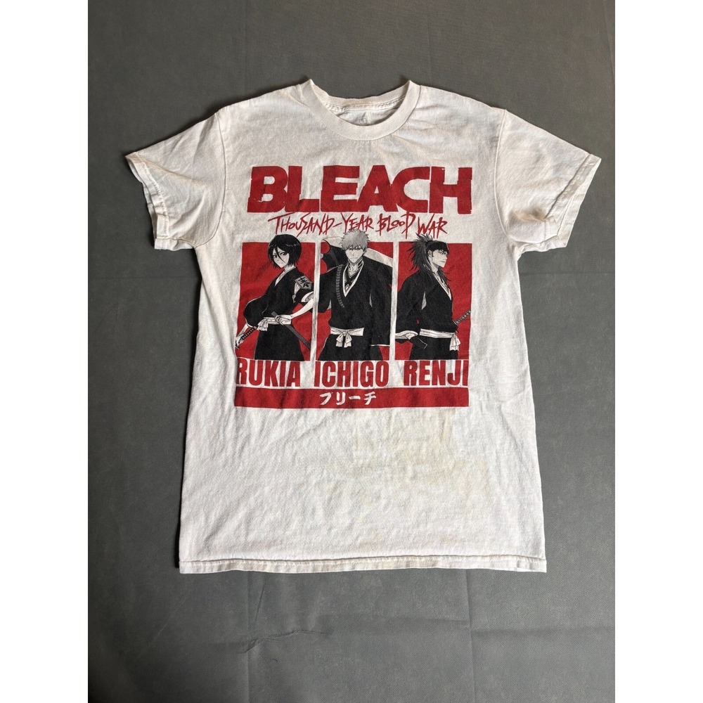 Bleach T-Shirt Men's Small White 100% Cotton Crew Neck Short Sleeve Pullover